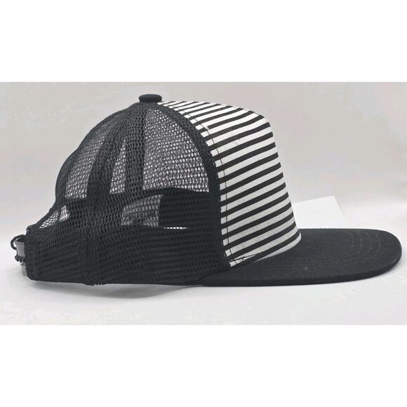 Brimmz Black White Stripes Snapback Cap Trucker‎ Hat Mesh Teens - Picture 3 of 11